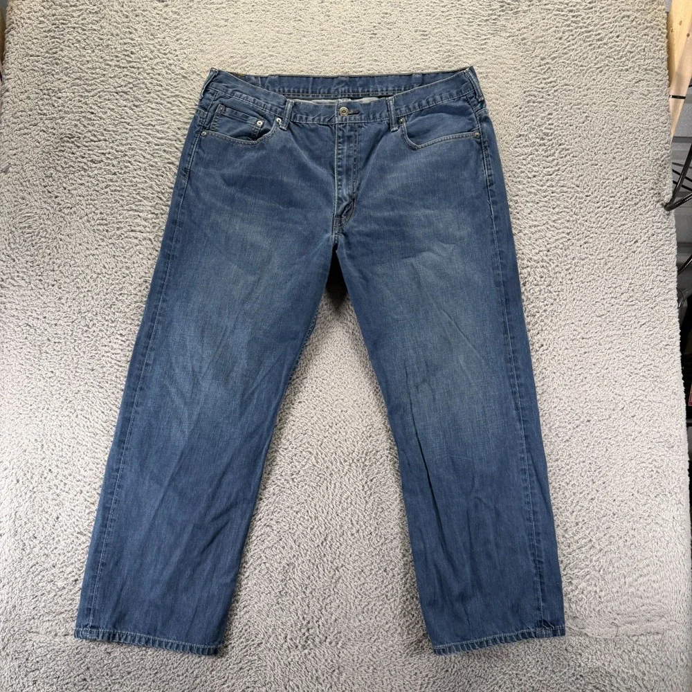 Levi's 569 Jeans Mens 40x28 Blue Cotton Denim Straight Whiskered Workwear Fadded